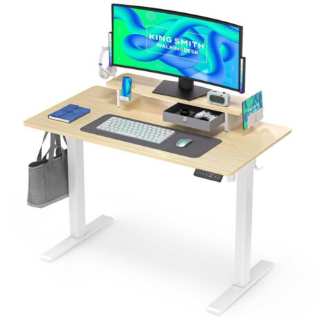Kingsmith ETSFI21 Smart Adjustable Electric Standing Desk with Drawer and Monitor Stand